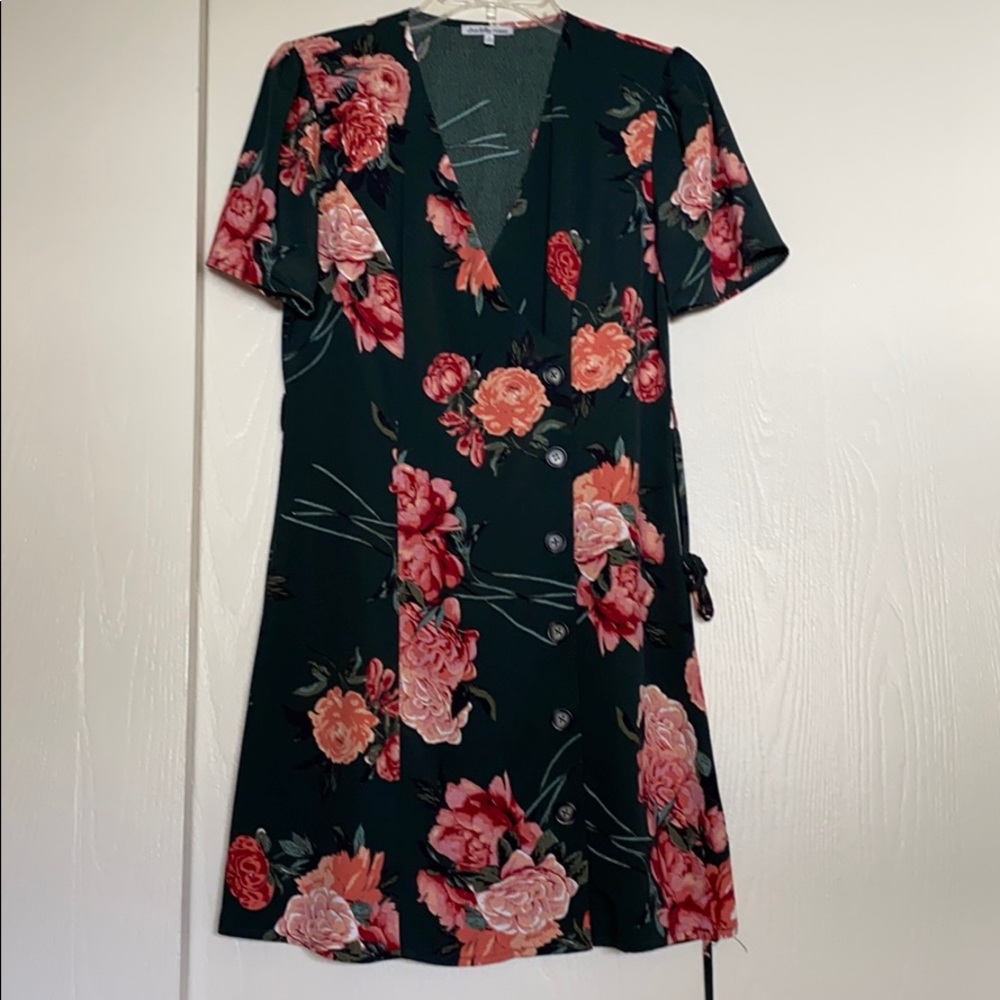 Charlotte Russe green floral wrap dress